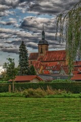 Scenic View of Laufen am Neckar Germany with Historic Church and Red-Tiled Roofs