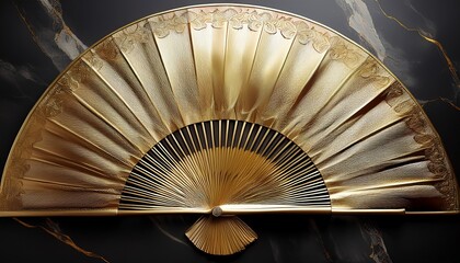 golden fan elegance marble art decor object classic traditional ornate luxury oriental style