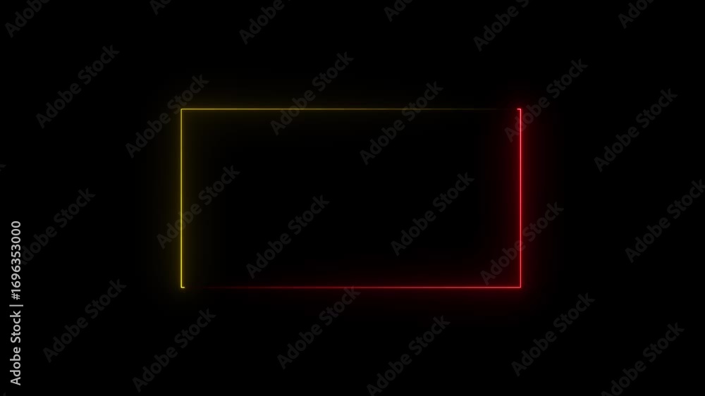 Poster rectangle frame icon animation glowing neon red and blue color bordar frame display box round shape 