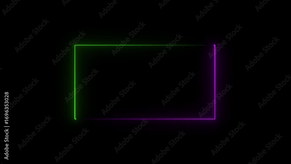 Poster rectangle frame icon animation glowing neon red and blue color bordar frame display box round shape 