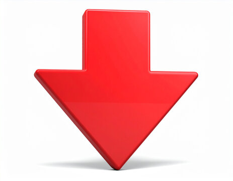 3d minimal financial down. depreciation concept. a red arrow down. white background. 3d illustration.illustration, datum, achievement, chart, diagram, explosion, financial, fund, future,generative AI