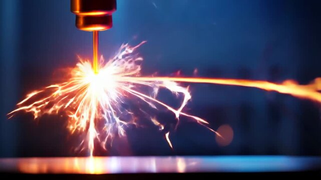 Sparking plasma arc with bright lightning arrester effect illuminating metal surface industrial welding scene showing energy burst and motion blur sparkler light lightning arrester celebration spark