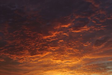 Fototapeta premium Sunset spectacle with vibrant hues painting the sky in shades of red, yellow, and purple as daylight fades away.