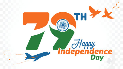 79th Independence Day Celebration Indian Flag, Birds, and Airplane
