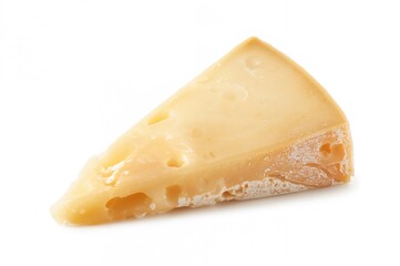 Genuine Aged Parmigiano Cheese Segment on White Surface
