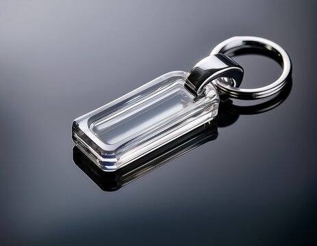 elegant and simple clear keychain resting on a smooth surface highlighting its pristine design