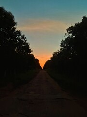 sunset on the road