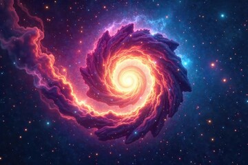 Obraz premium Vast swirling nebula, cosmic dust and stars forming a celestial spiral, representing the infinite expanse of the universe and spiritual connection , spiritual journey, imagination