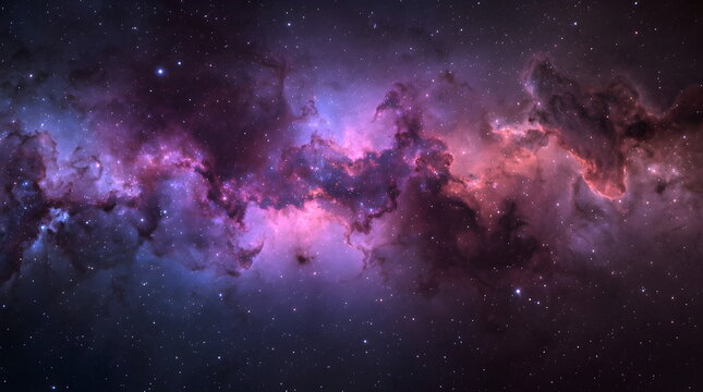 Breathtaking cosmic nebula with vibrant interstellar clouds and stars