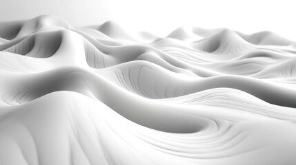 Abstract White Landscape of Rolling Hills and Waves