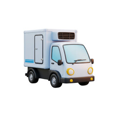 Rendered Illustration Of A White Delivery Refrigerated Truck Isolated On A Transparent Background