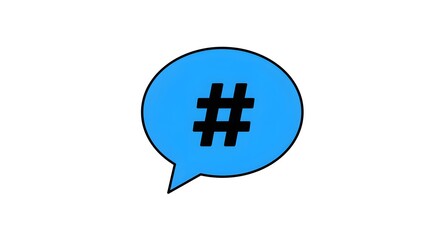 Obraz premium A digital hashtag symbol within a speech bubble, conveying social media and online communication.