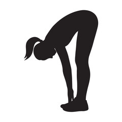Vector art of silhouette of a woman stretching forward