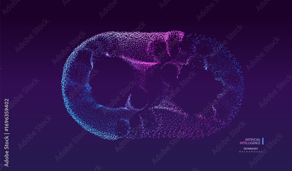 Aufkleber a.i. technology banner. ai round big data dotted background. artificial intelligence futuristic circ