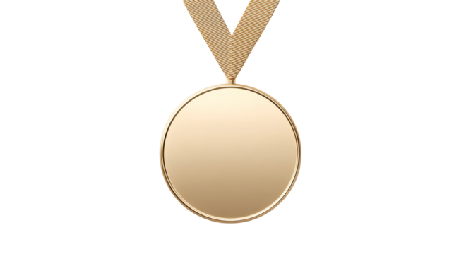 Gold medal isolated on transparent background - Powered by Adobe