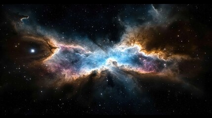 Fototapeta premium A massive star at the center of a celestial body surrounded by numerous stars, and a vast sky adorned with countless stars