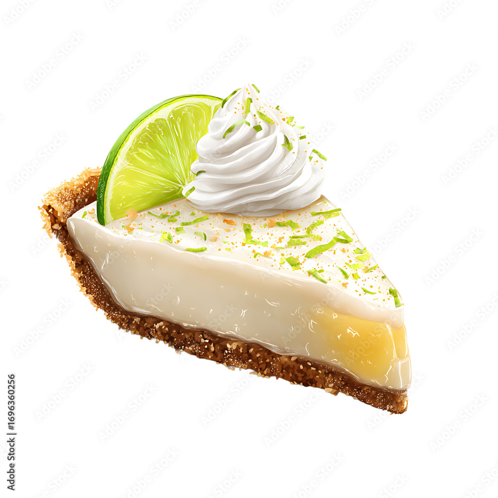 Aufkleber a slice of creamy key lime pie with a graham cracker crust topped with whipped cream and a lime wedg