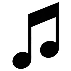 Isolated black silhouette of a musical quarter note symbol on a white background