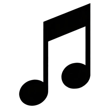 Isolated black silhouette of a musical quarter note symbol on a white background