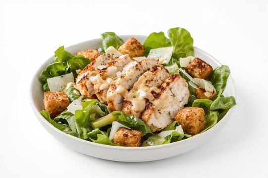 Grilled Chicken Salad with Parmesan Cheese, Croutons, and Rich Italian Dressing