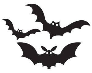 Halloween bats and spiders silhouette illustration. Black silhouette illustration of spooky bats and spiders, perfect for Halloween decorations, party invitations, and seasonal graphic designs.