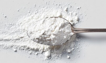White powder on spoon, scattered