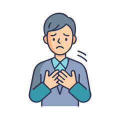 Vector art of man with chest pain, health problem concept