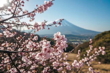 Springtime cherry blossoms in a scenic location
