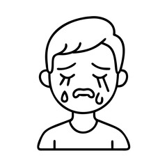 Vector art of sad man crying with tears