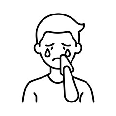 Fototapeta premium Vector art of sad man crying and wiping tears