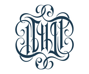 Combining classic typography with intricate flourishes and decorative stars, the monogram design exudes elegance and sophistication for diverse branding and decorative uses