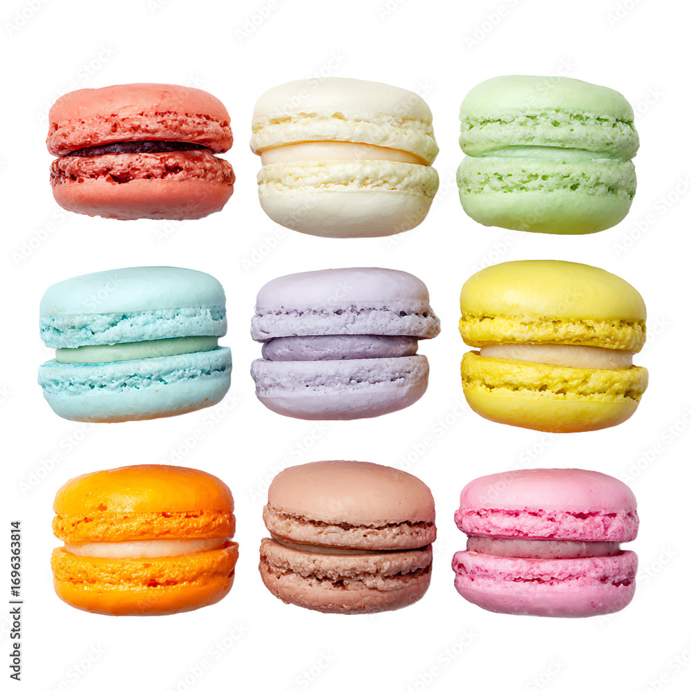 Poster A delicious array of colorful macaron cookies.