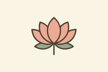 Elegant Lotus Flower Illustration with Delicate Pink Petals and Green Sepals.