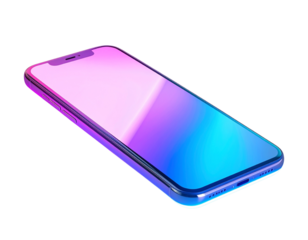 Floating Neon Smartphone 3D Render with Vibrant Gradient Light, Isolated