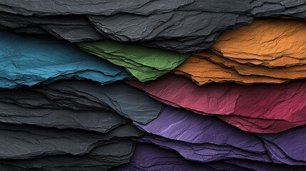   A zoom-in of a multi-colored stone facade featuring varying hues of rock atop each individual stone