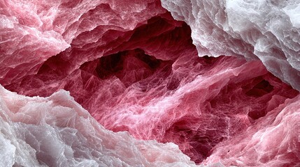   A close-up of a red and white substance in the center of the image