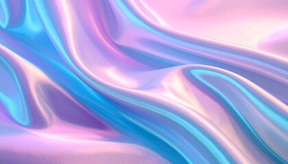 Abstract Iridescent Silk Texture with Colorful Pastel Waves