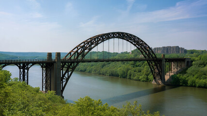 Fototapeta premium Scenic view of the portage bridge in new york arching over the genesee river