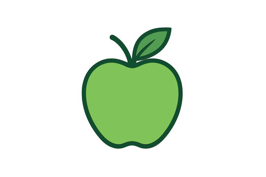 Simple green apple fruit icon with a leaf.