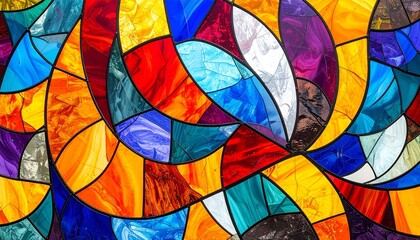 Colorful Abstract Stained Glass Mosaic with Bold Shapes