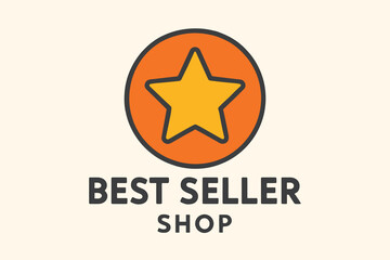 Fototapeta premium Best Seller Shop logo with a yellow star in an orange circle.