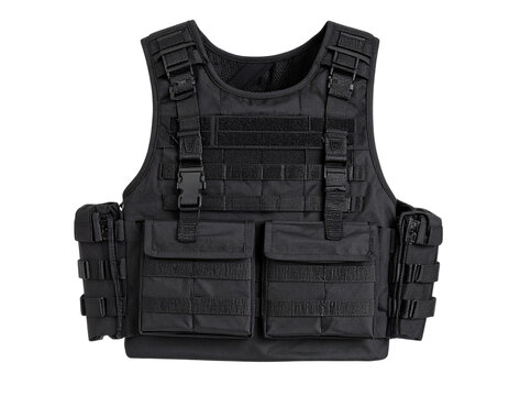  Front-Facing Tactical Bulletproof Vest with Molle Webbing, Isolated on Transparent Background - Powered by Adobe