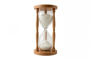 Time running out hourglass on white background