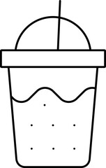 Isolated Soft Drink Glass Served with Straw Icon in Stroke Style.