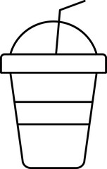 Isolated Soft Drink Glass Served with Straw Icon in Stroke Style.