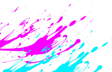 Vibrant Pink and Cyan Paint Splatter on Transparent Background Abstract Ink Blots with Neon Colors for Dynamic Design and Creative Projects