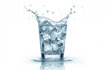 Frozen water cube submerged in liquid