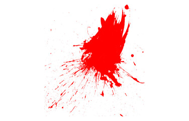 Dynamic Red Paint Splatter on Transparent Backdrop Abstract Design Element for Creative Projects and Artistic Compositions with Visual Impact