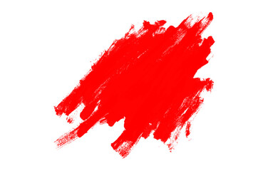 Bold Red Brush Stroke on Transparent Background Artistic Texture Element for Graphic Design and Creative Projects with Expressive Visual Appeal