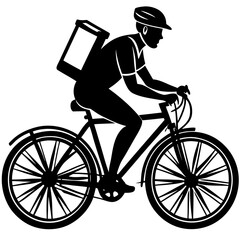 Fototapeta premium black food delivery cyclist silhouette
